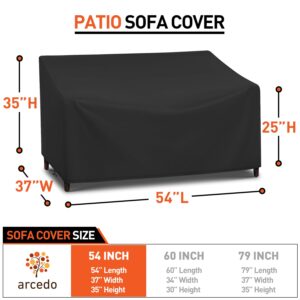 Waterproof Patio Couch Cover, 2-Seater Loveseat Cover for Outdoor Furniture, Outdoor Sofa Cover, All Weather Protection Patio Furniture Cover, 54" W x 37" D x 35" H, Black