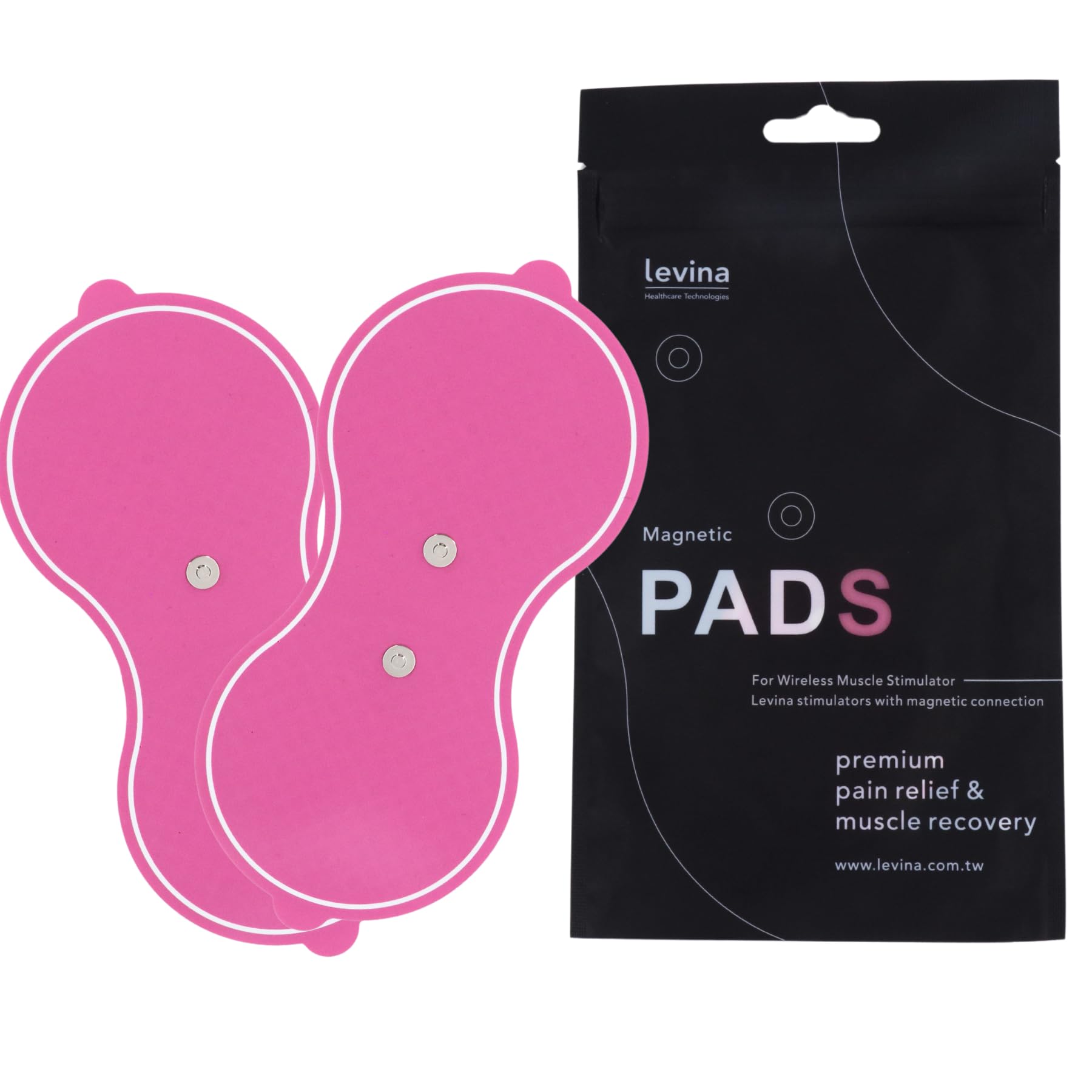 Levina Replacement Magnetic Pink Electrode Pads, 1 Set with 2 Electrode Pads- Premium Quality Hydrogel, High Biocompatible with 30+ Uses