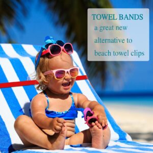 Beach Towel Bands (6-Pack), Portable Towel Bands for Beach Chairs & Cruise Chairs Pool Chair, Vacation Choice Beach Chair Towel Clips, Great Alternative to Beach Towel Clips