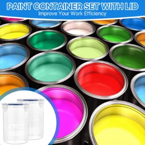 Akamino 4 Set Paint Storage,Touch up Paint Container with Stainless Steel Mixing Ball and Paint Brush, 1000ml Airtight Paint Cups Paint Container for Repainting Leftover Paint