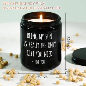 Son Gifts from Mom Dad, Birthday Gifts for Sons Adult, Funny Father's Day Christmas Valentine's Day Graduation Wedding Gifts for Grown Son Bonus Son Stepson, Son Candle Gift Ideas-Sandalwood Scented