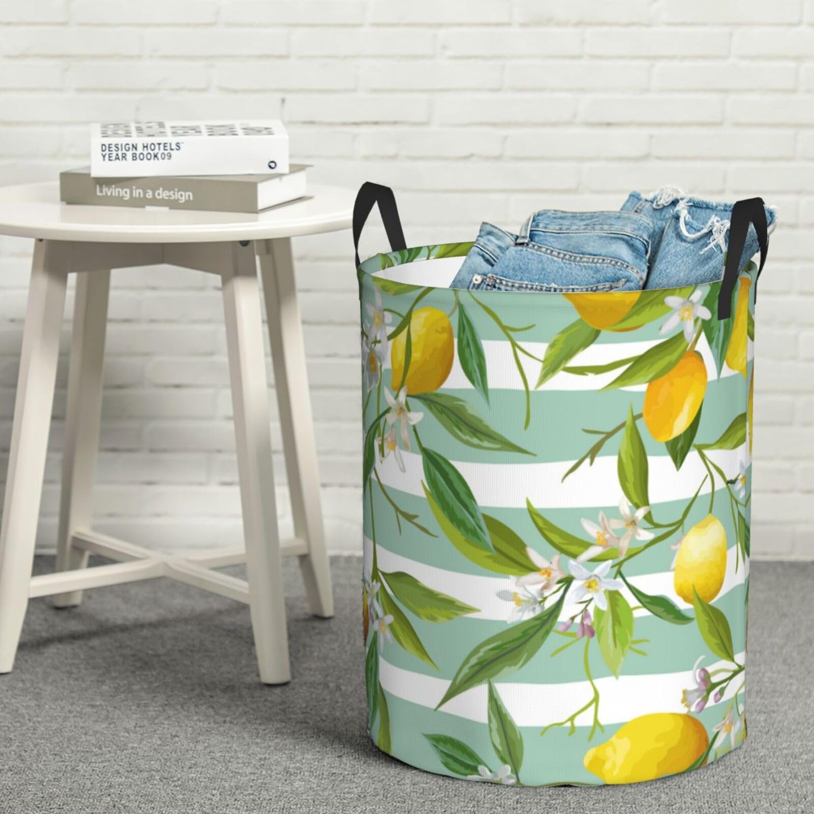 oacyit Laundry Basket Lemon Fruits Laundry Hamper Waterproof Idea Hampers for Laundry,Large Collapsible Laundry Baskets with Handle Suitable for Bedroom Bathroom Utility Room Kitchen