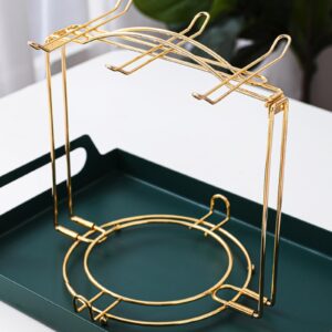 SJORHNUS Tea Cups Holder,Gold Metal Coffee Cup Tea Cups Rack,Foldable Organizer for Coffee Cup Spoon and Saucers