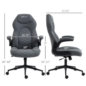 Vinsetto Gaming Chair with Flip Up Arm, High Back Desk Computer Chair, Gamer Chair with Adjustable Height and Swivel Wheel, Dark Gray