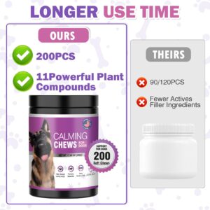 Hemp Calming Chews for Dogs 200pc Dog Calming Treat and Bites with Hemp Oil - Anxiety and Stress Relief Treats for Dogs Puppy Melatonin Sleep Aid Calm Dog with Noise,Thunder,Barking,Separation,Chewing