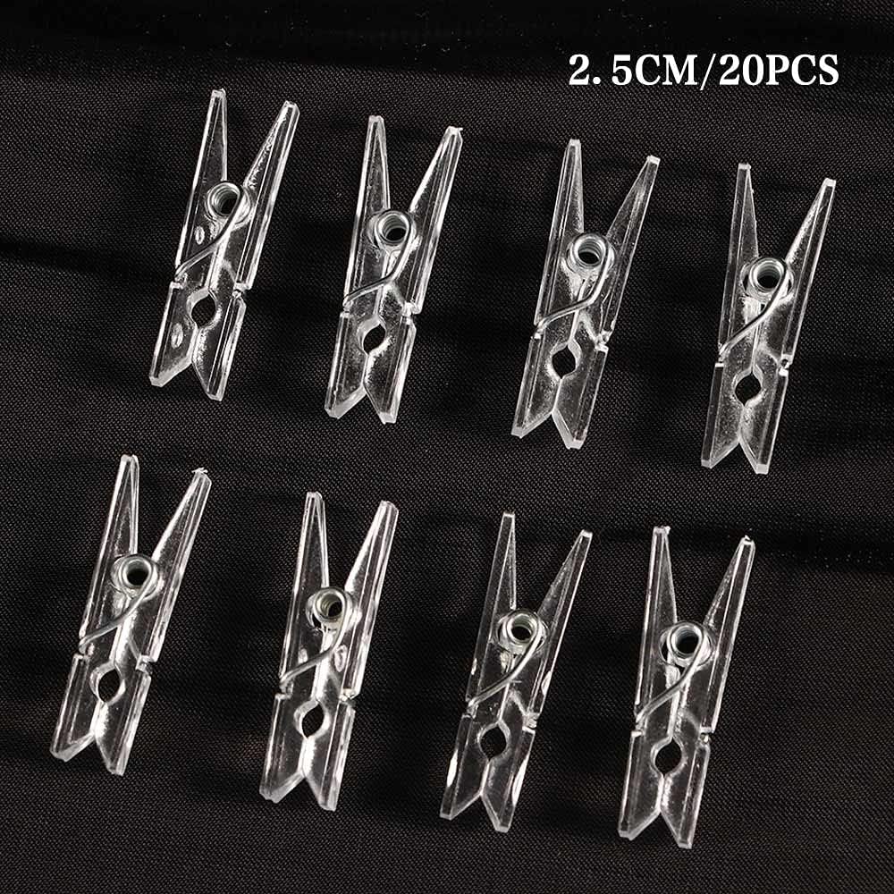 20Pcs Clear Plastic Clothes Pins,Clothes Line String Clips, Mini Clothes Pins, Photo Paper Peg Pins Craft Clips Laundry Storage and Organization Storage and Organization(2.5cm