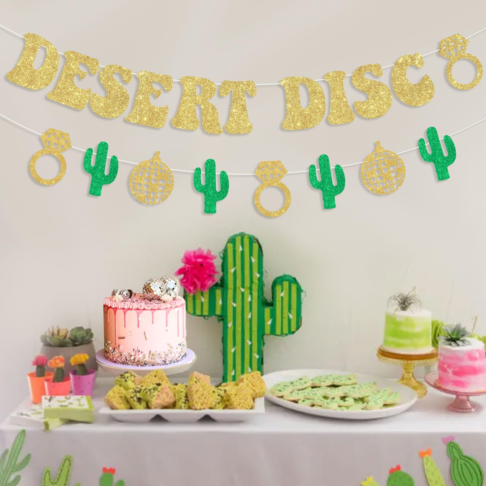 kreat4joy Desert Disco Bachelorette Party Decorations, Desert Party Decorations Banners Garland for Girl Cactus Bridal Shower Decorations Bachelorette Wedding Engagement