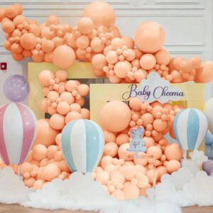 200 Pieces Pastel Orange Balloons Peach Balloons Garland Arch Kit Light Orange Balloons Different Sizes for Birthday Baby Shower Decorations