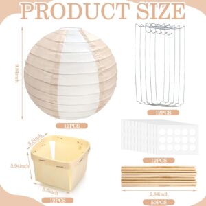 Retisee 12 Sets Baby Shower Hot Air Balloon Centerpieces with 10 Inch Large DIY Paper Lanterns, Wooden Berry Boxes and Sticks for Wedding Birthday Party Favor Gifts Gender Reveal Table Decoration