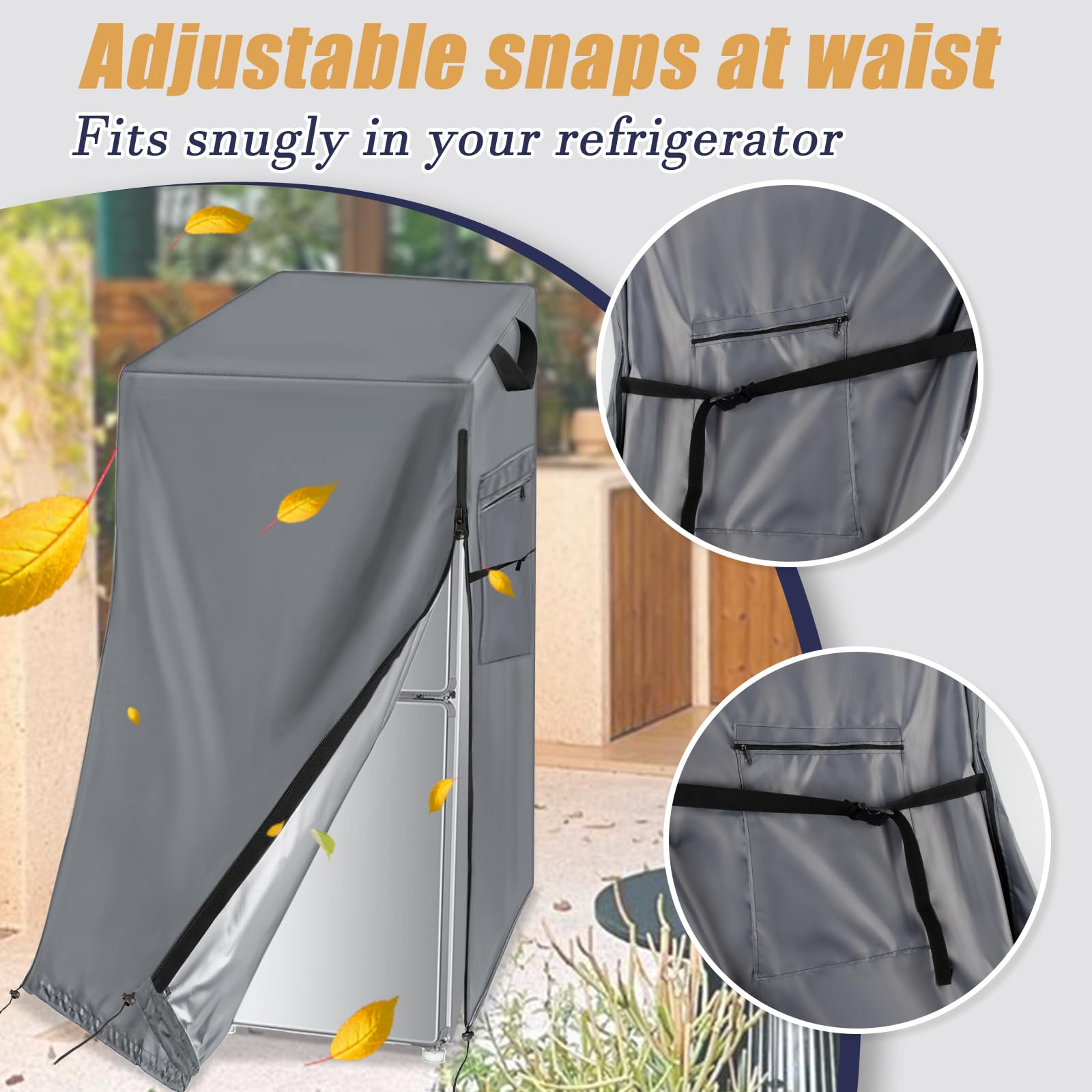 Safipotts Refrigerator Cover, Waterproof & Dustproof Cover for Protecting Upright Freezers - Suitable for Cold Rooms Grey 23"W x 23"D x 56"H