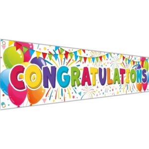 congratulations banner - congratulations decorations - we are so proud of you banner - well done banner - graduation banner - graduation decorations for prom - 6 x 1.3ft (white)