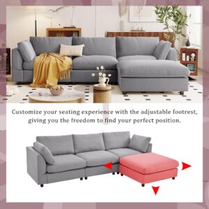 JURMALYN 113" Modern Sectional Sofa Couch for Living Room L-Shape Sofa Couch with Ottoman, Upholstered 4-Seat Sofa Couch Fabric Couch Set for Apartment Office Grey