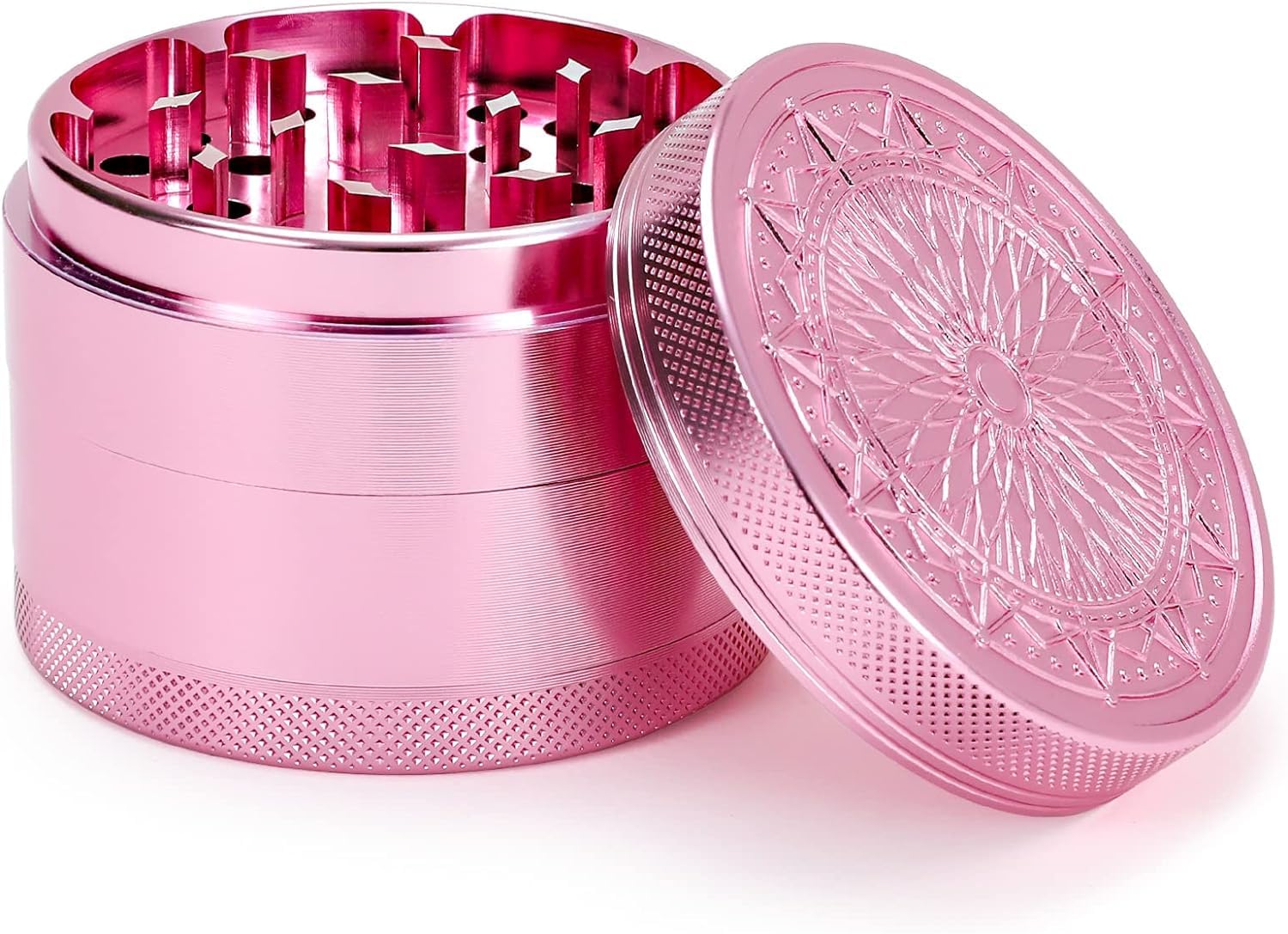 VICKYDGE 2.5 Inch Grinder - Large Kitchen Grinder with Exquisite Pattern, Pink