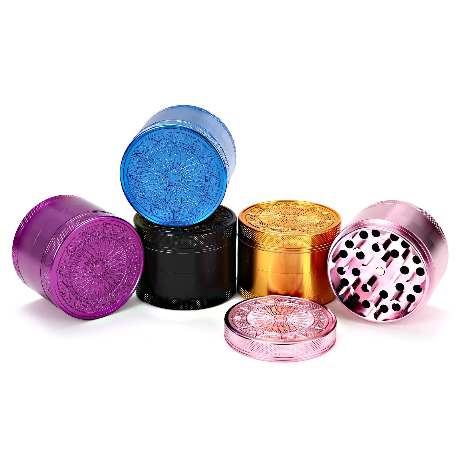 VICKYDGE 2.5 Inch Grinder - Large Kitchen Grinder with Exquisite Pattern, Pink