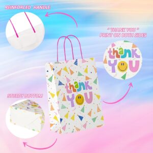 OFIHANLY 20Pcs 8.2" Small Thank You Party Favor Goodie Bags for Boy Girls Kids Birthday Cute Paper Treat Candy Return Gift Bags Bulk with Handles