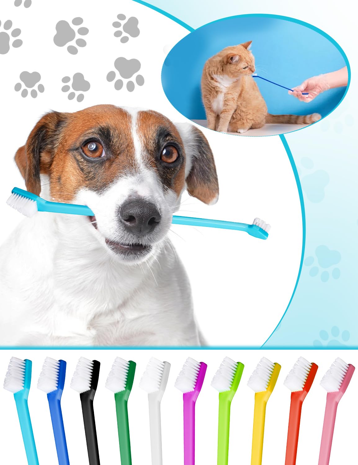 CRAZYBELLY 10 Pcs Dog Toothbrush Cat Toothbrush Pet Toothbrush Dual-Headed Toothbrush for Dogs Teeth Cleaning Dog Tooth Brush