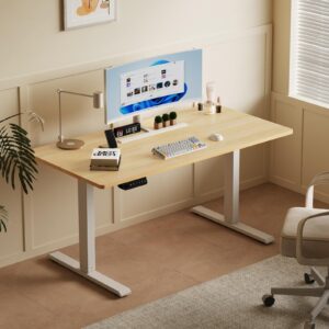 Win Up Time Electric Standing Desk Whole Piece Desktop 48 inch- Height Adjustable Desk, Sit Stand Desk Frame & Top, Stand up Desk with Wheels for Replacement