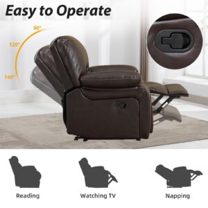 EBELLO Faux Leather Manual Loveseat Recliner, Reclining Couch Sofa with 2 Cup Holders, Hidden Storage, Overstuffed Comfortable Armrest Double Recliner Set for Living Room, Brown (Loveseat)