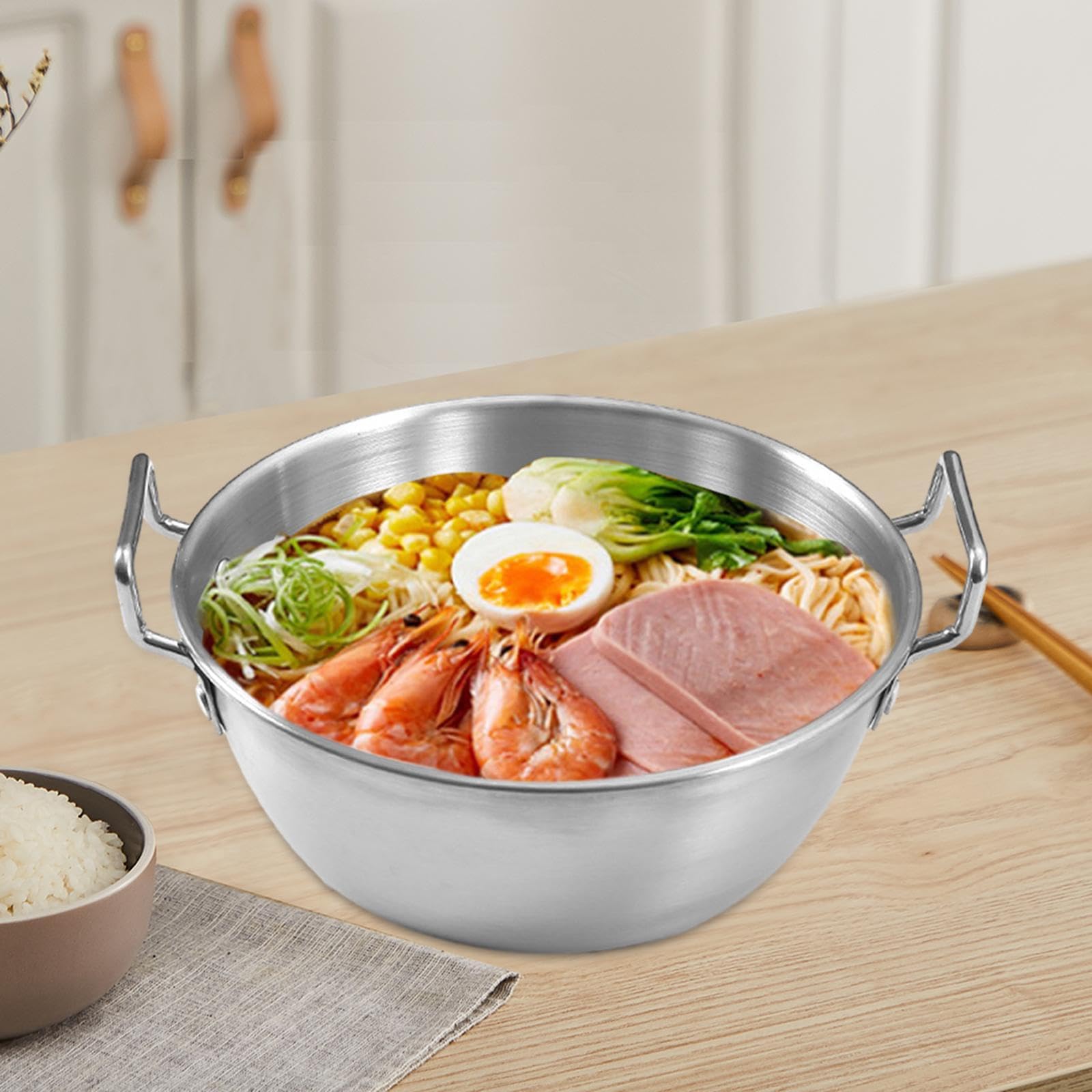 IEUDNS Ramen Pot Ramen Cooking Pot Instant Noodles Pot Kimchi Soup Pot Noodles Pot for Camping Breakfast Stoves Kitchen Cooking, 12CM argent