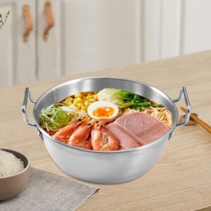 YWJLQH Ramen Cooking Pot Ramen Pot Small Stainless Steel Noodles Cooking Pot Kimchi Soup Pot for Induction Cooker Outdoor RV Travel, 10.5CM argent