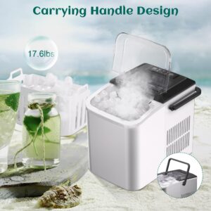 rosmena Bullet Ice Maker, 26.5 lb/24H Counter Top Ice Maker with Self-Cleaning Function, 9 Cubes Ready in 7-8 Mins, Portable Ice Maker Suitable for Home, Office, Kitchen, RV