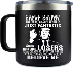 angie's box 14oz cup - funny golfer mug - best golf gifts for men unique - golf gifts for dad from son daughter