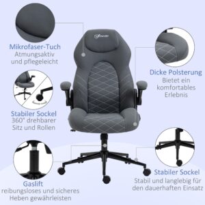 Vinsetto Gaming Chair with Flip Up Arm, High Back Desk Computer Chair, Gamer Chair with Adjustable Height and Swivel Wheel, Dark Gray