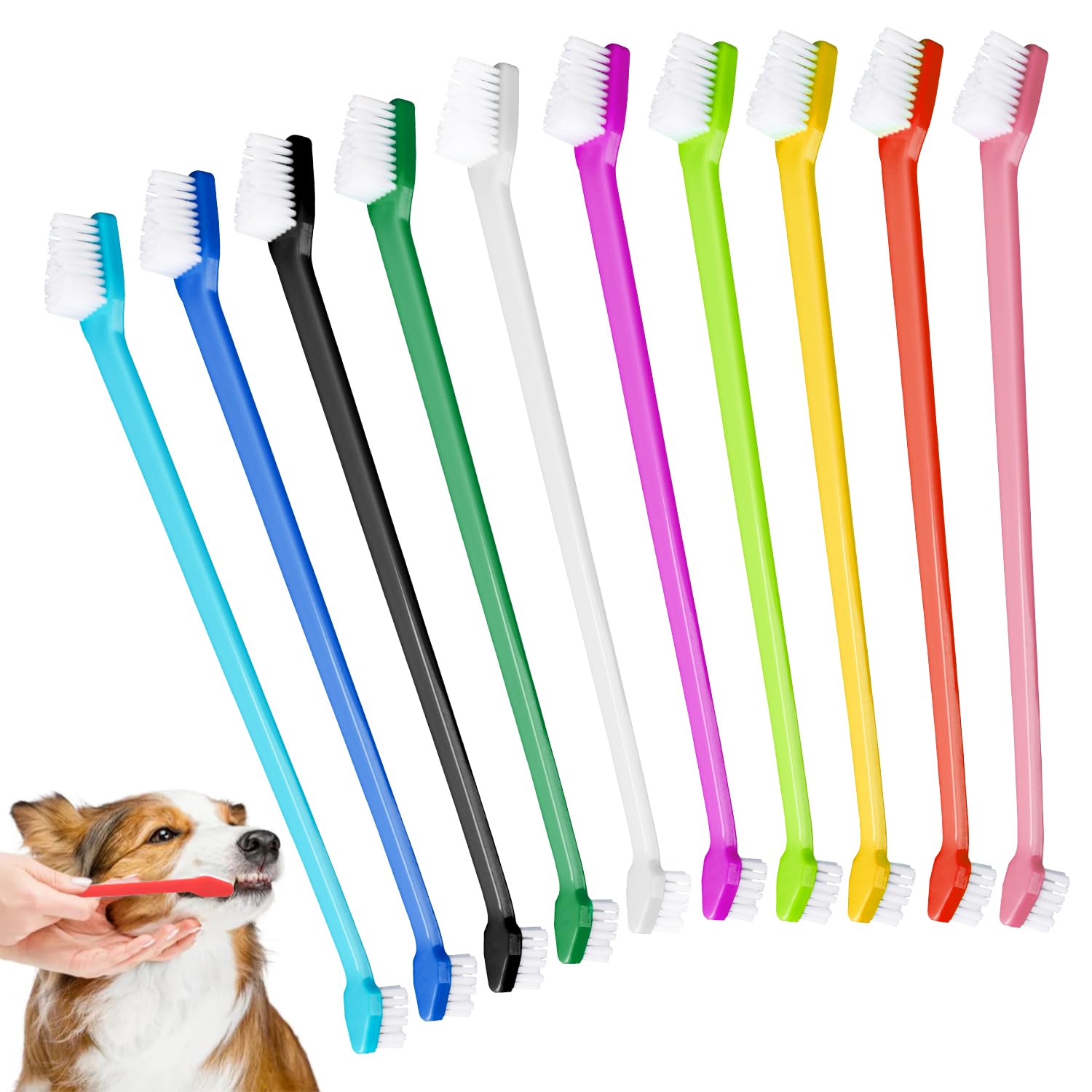 CRAZYBELLY 10 Pcs Dog Toothbrush Cat Toothbrush Pet Toothbrush Dual-Headed Toothbrush for Dogs Teeth Cleaning Dog Tooth Brush