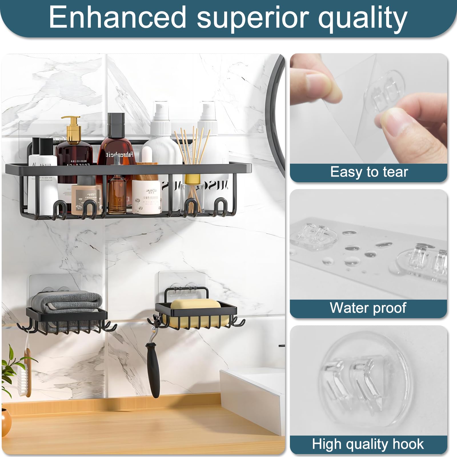 20pcs Shower Caddy Adhesive Replacement, Strong Adhesive for Shower Caddy Sticker, Shower Caddy Adhesive No Drilling for Corner Shelf Basket, Bathroom Storage Shelves, Kitchen Racks and Soap Holder