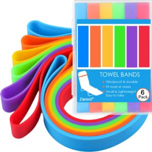 beach towel bands (6-pack), portable towel bands for beach chairs & cruise chairs pool chair, vacation choice beach chair towel clips, great alternative to beach towel clips