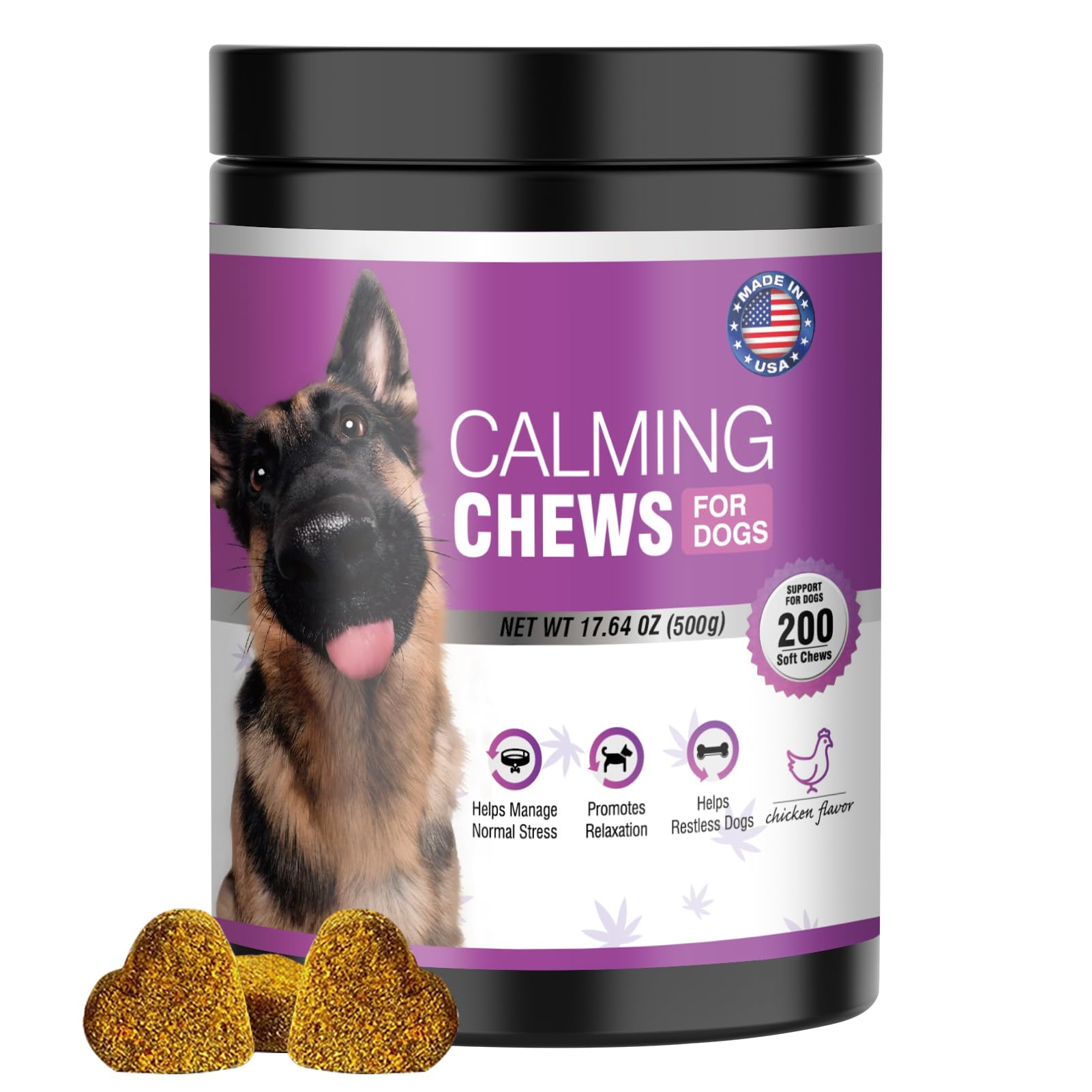 Hemp Calming Chews for Dogs 200pc Dog Calming Treat and Bites with Hemp Oil - Anxiety and Stress Relief Treats for Dogs Puppy Melatonin Sleep Aid Calm Dog with Noise,Thunder,Barking,Separation,Chewing