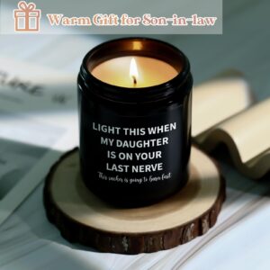 Son in Law Gifts from Mother in Law/Father in Law, Fathers Day Son in Law Gifts, Funny Birthday Christmas Valentines Day Wedding Gifts for Son in Law Future Son in Law-Sandalwood Scented Candle