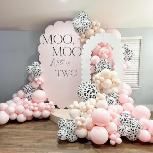 Cowgirl Pink Balloons Arch Garland Kit, Cow Print Farm Animal Balloons for Bachelorette Party, Birthday Party Baby Shower Bridal Shower Wedding Supplies Cow Theme Party Decorations-Baby Pink