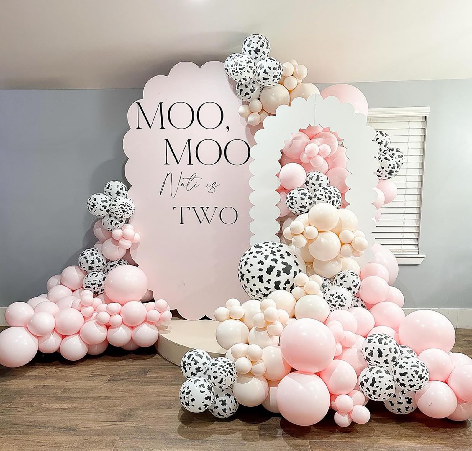 Cowgirl Pink Balloons Arch Garland Kit, Cow Print Farm Animal Balloons for Bachelorette Party, Birthday Party Baby Shower Bridal Shower Wedding Supplies Cow Theme Party Decorations-Baby Pink