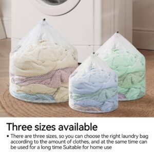 3Pcs Laundry Mesh Wash Bags, Drawstring Net Laundry Bag for Washing Machine, Mesh Laundry Wash Bags for Home Dorm Hotel Travel Use