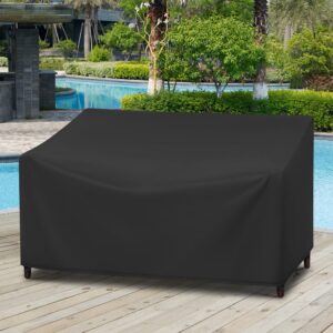 Waterproof Patio Couch Cover, 2-Seater Loveseat Cover for Outdoor Furniture, Outdoor Sofa Cover, All Weather Protection Patio Furniture Cover, 54" W x 37" D x 35" H, Black