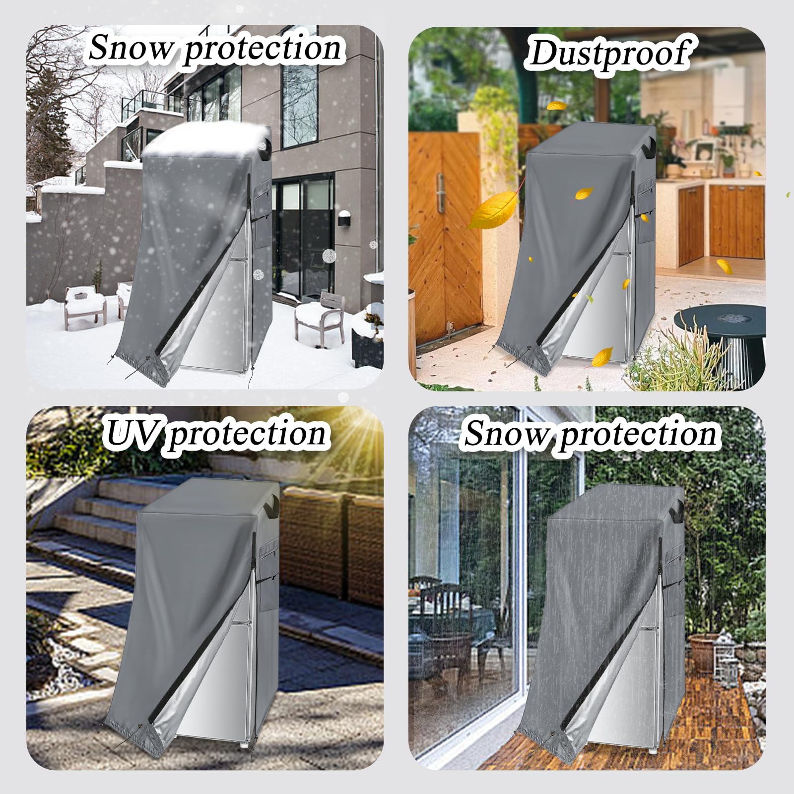 Safipotts Refrigerator Cover, Waterproof & Dustproof Cover for Protecting Upright Freezers - Suitable for Cold Rooms Grey 23"W x 23"D x 56"H