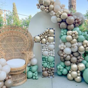 142pcs Sage Green Balloon Garland Arch Kit Jungle Safari Woodland Balloon Garland Arch Sage Green Brown Beige Gold Balloons for Baby Shower Wild One Safari Birthday Decorations