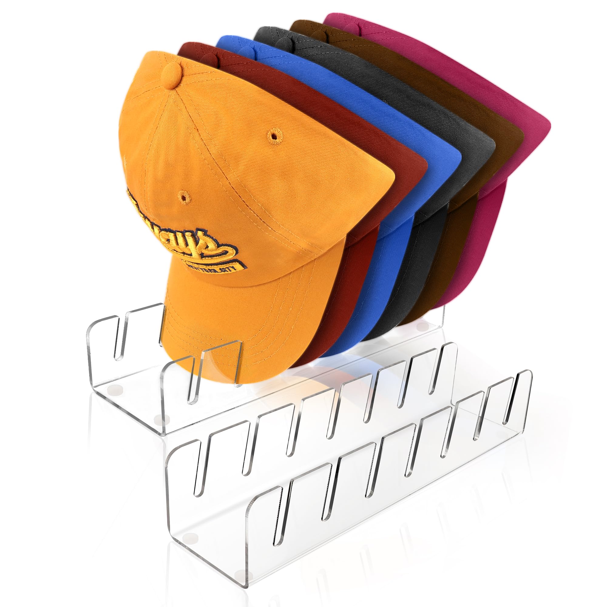 TAOceeXI Hat Stand for Baseball Caps Display Hat Holder Organizer，No Install Rack Acrylic Hat Storage for 14 Baseball Caps Closet Cowboy （2 Pack ）