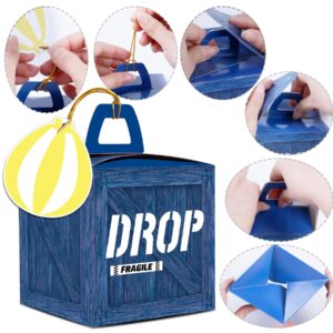 Vedio Game Military Supply Loot Drop Party Gift Boxes with Paper Balloon Card & Elastic String - 24 PCS Blue Boxes Party Favor Goodie Treat Candy Boxes for Gaming Theme Birthday Party Decorations