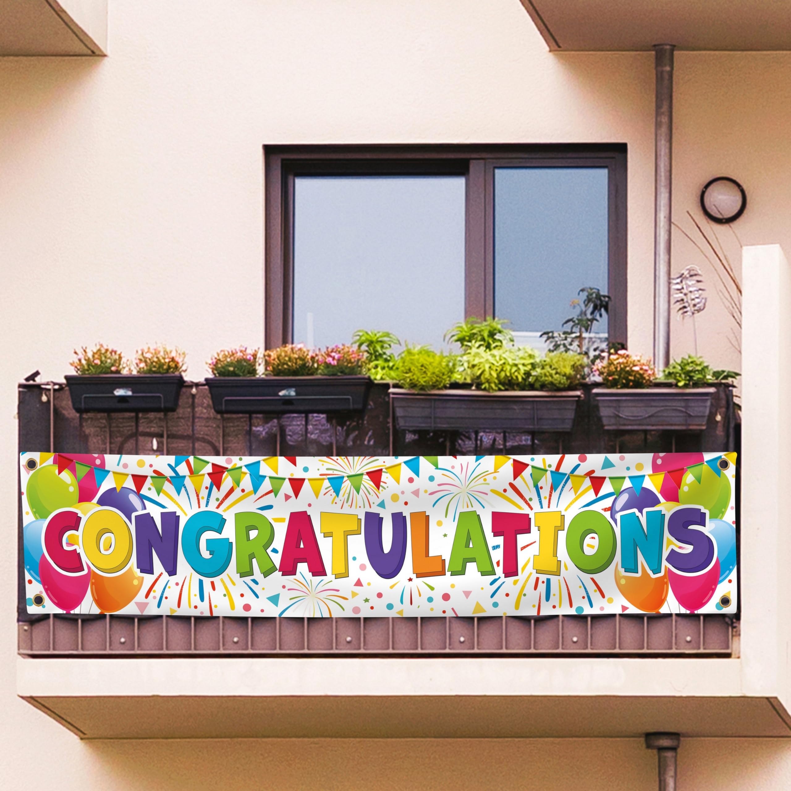 Congratulations Banner - Congratulations Decorations - We are so Proud of You banner - Well Done Banner - Graduation Banner - Graduation Decorations for Prom - 6 x 1.3ft (White)