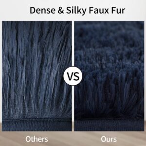 WESTLOOM 9x12 Shag Area Rug Extra Large Plush Fluffy Rugs for Living Room, Ultra Soft Modern Furry Fur Rugs for Bedroom Non Shedding Fuzzy Accent Rug Carpet Floor Rugs for Home Decor, Navy