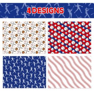 12 Sheets Baseball Wrapping Paper, 20x27in Baseball Pattern Gift Wrap Paper Baseball Bat Baseball Gloves Patterns Wrapping Paper for Sports Party Decor Boy Birthday Gift Wrapping