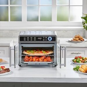 BLACK+DECKER Crisp 'N Bake Air Fryer Toaster Oven Combo, 12 in 1 Countertop Convection Oven Cooks Food Fast, Fits a Whole Pizza or 6 Toast Slices, French Doors with Stainless Steel Finish