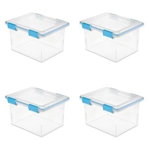 GROWTOCHOICE 32 Quart Gasket Box - Clear Base and Lid, Blue Aquarium (Set of 4) Blue-4.0 / United States