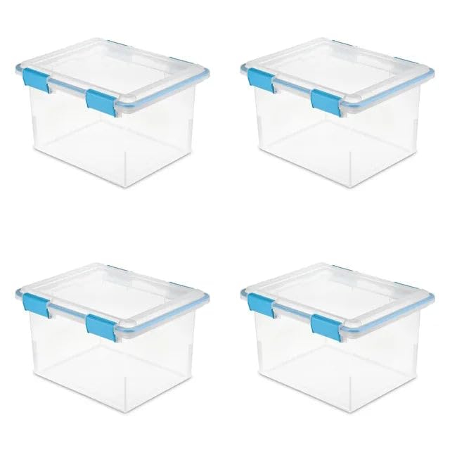 GROWTOCHOICE 32 Quart Gasket Box - Clear Base and Lid, Blue Aquarium (Set of 4) Blue-4.0 / United States