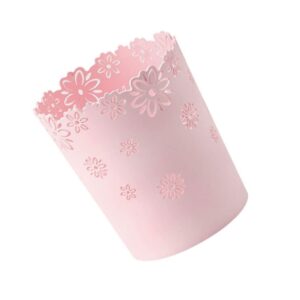 Laqerjc Paper Basket Plastic Trash Can Hollow Flower Wastepaper Basket Round Lidless Garbage Container Bin