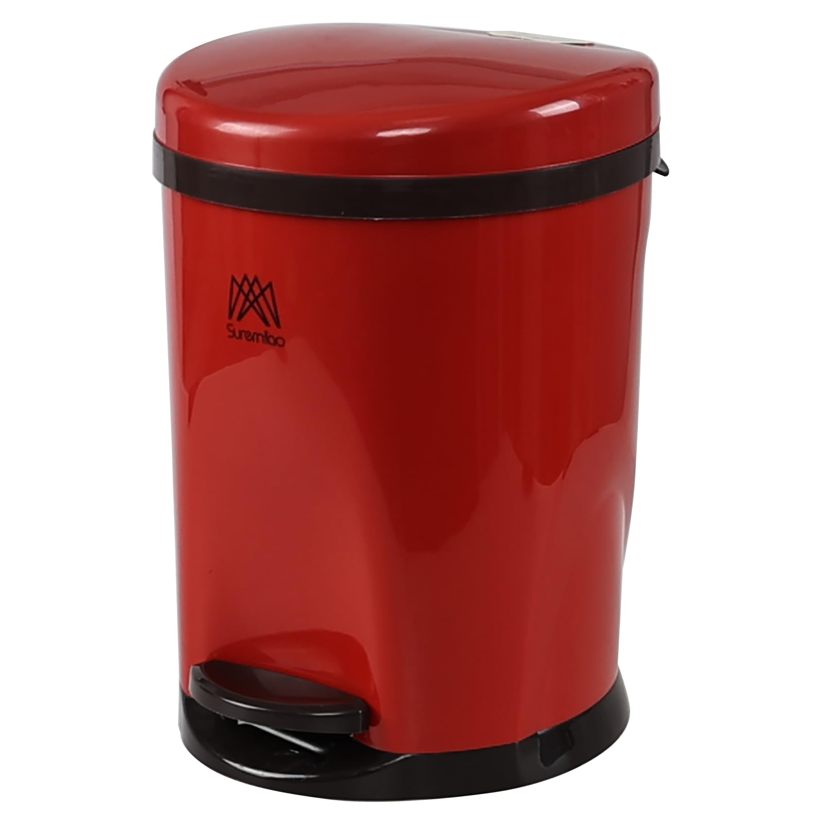 Ysmiltion 2.6 Gallon Plastic Step On Trash Can, Round Plastic Garbage Can, Red