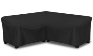 arcedo outdoor sectional sofa cover, 85" x 85" v-shaped 5-seater waterproof patio furniture cover, outdoor couch cover, all weather protection patio sofa cover, black