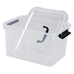 fabnati 10 l clear plastic storage bin with handle, latching storage box bin with lid, 1 packs